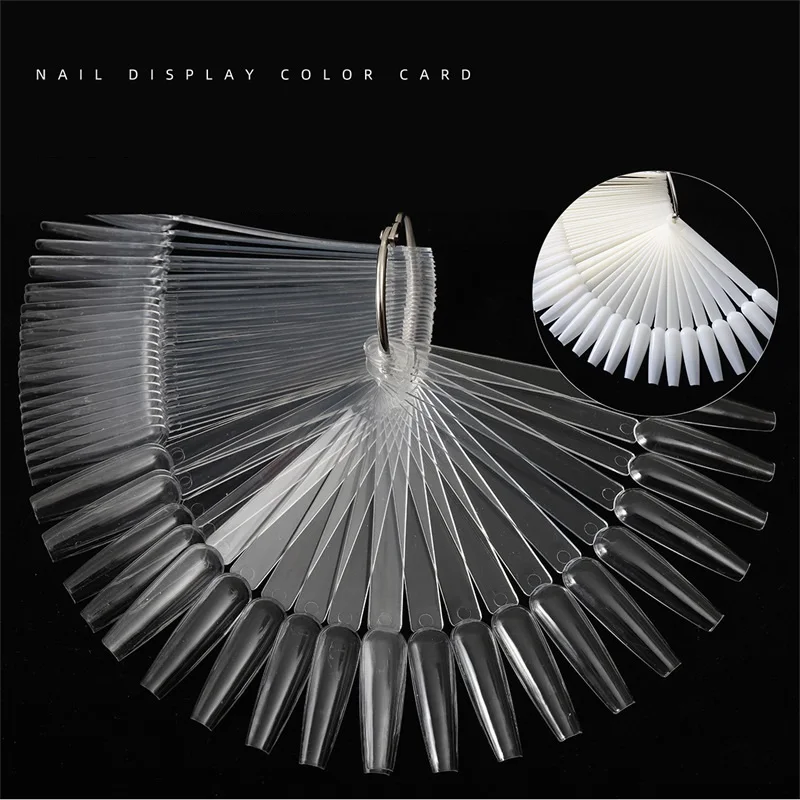 

50pcs Ballet Fan-Shaped Nail Tips Display ABS Material Practice Color Chart Artificial False Nail Art Display Manicure Tools