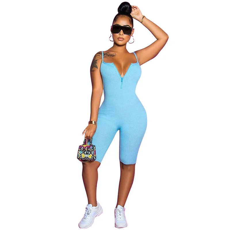 

Women Summer Shorts Suspenders Jumpsuit Skinny Romper, White, yellow, gray, black, pink, light blue