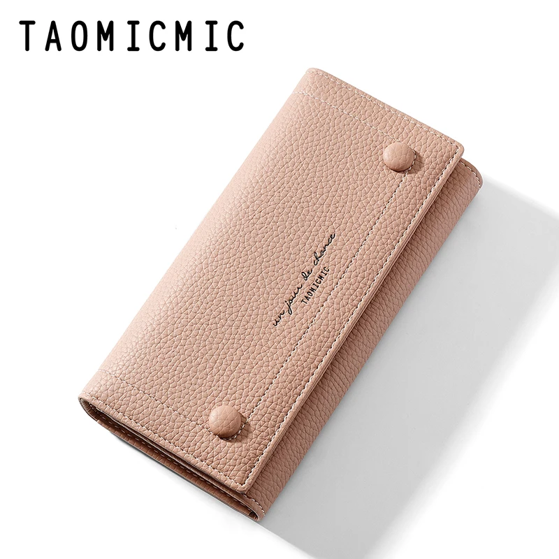 

Taomicmic 2021 branded korean leather wallet cheap travel minimalist slim stylish card money long wallet for women classic