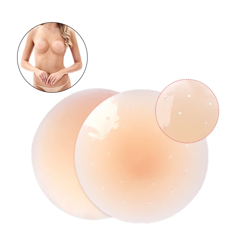 

Ultra-Thin Self Adhesive Boob Breast Petals Invisible Pasties Silicone Nipple Covers with Breathing Holes, Skin