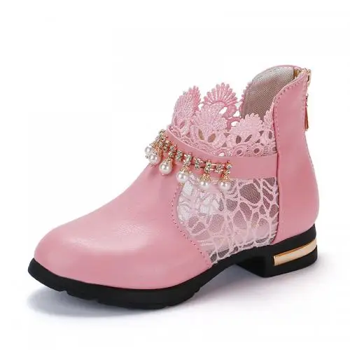 

406872 Winter Warm PU Leather Baby Winter Shoes Girls New Design with rhinestone