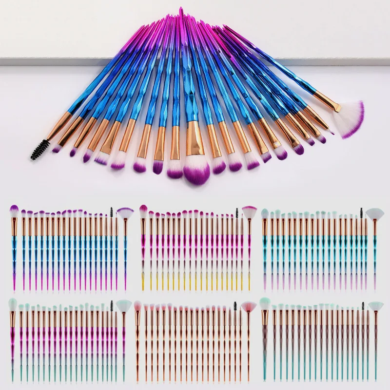 

New high quality 20Pcs Synthetic hair Fashion Foundation Eyebrow Eyelash Cosmetic Makeup Brushes Set with custom logo