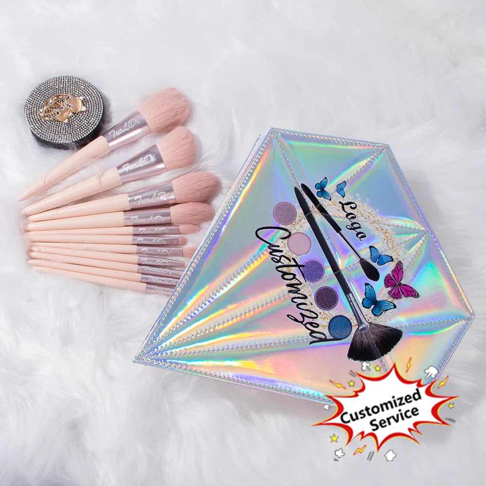 

Hot Multifunctional Rose Gold Plastic Natural Professional Eye Cheap Crystal Handle Cosmetic Set Private Label Makeup Brush Box