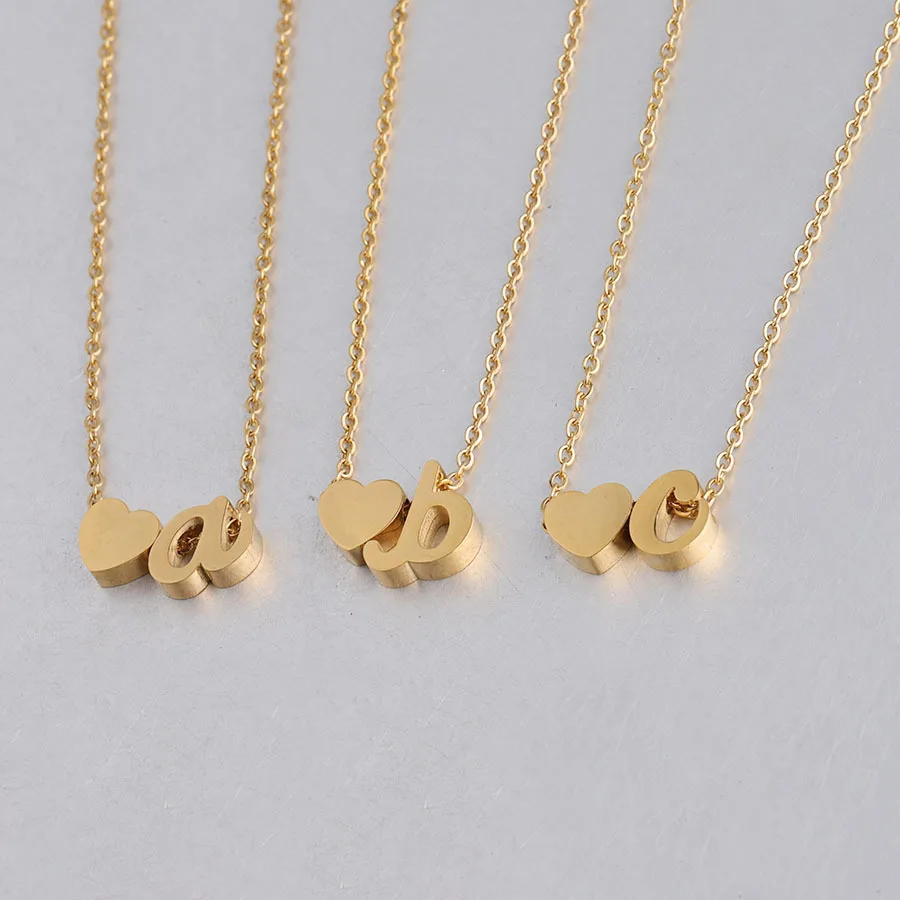 

MIENTER 2023 letter necklace stainless steel a-z Lettres heart charm Collier jewelry