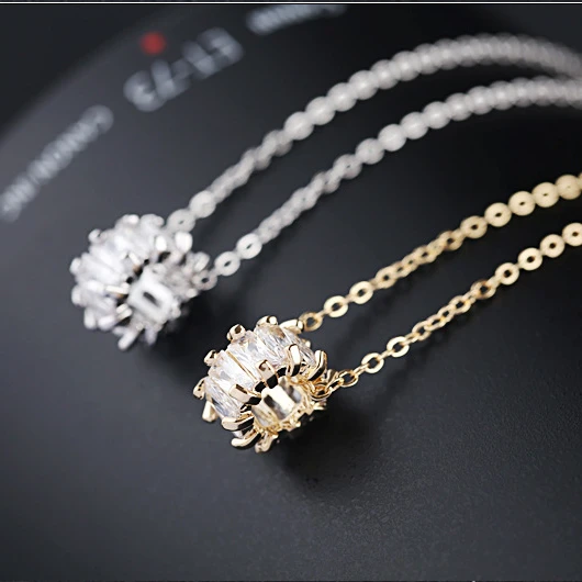 

2021 Alloy New Zircon Clavicle Chain Short Style Pendant Korean Zircon Necklace Jewelry Gift, Photo shows