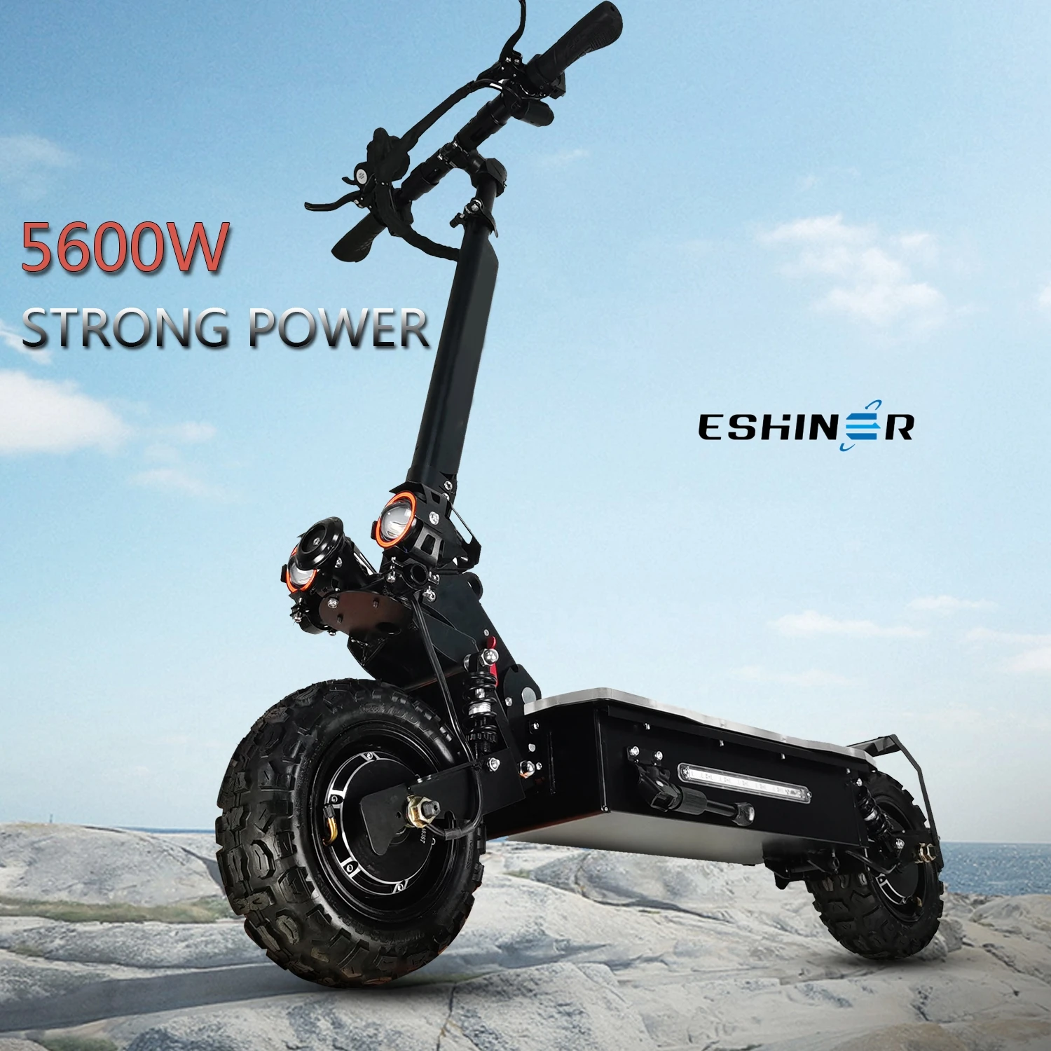 

High speed adult long range 60-80km 11 inch wheels 27ah 5600w 60v dual motor scooter electric with acrylic LED lights and seats