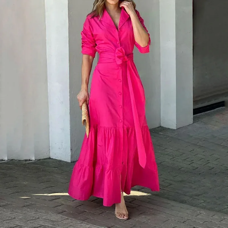 Boutique Wholesale 2026 Summer New Fashion Style Versatile Waist Long Elegant Women's Dress