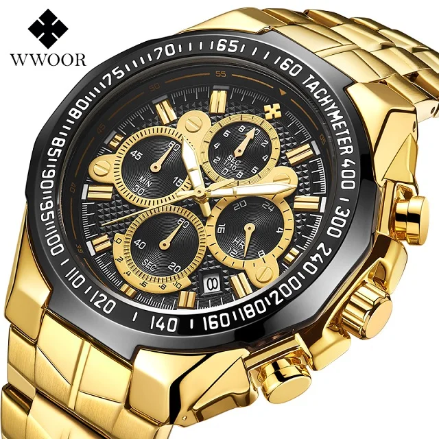 

WWOOR Brand Sub-Dial Multi-functional Sports watch In Wrist Watch Guangzhou City Watch Factory, White/gold/rose gold/rose blue