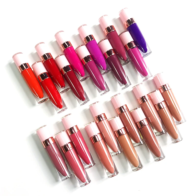 

Pink Bottles Cosmetic Liquid Vegan Lipgloss Custom In Bulk