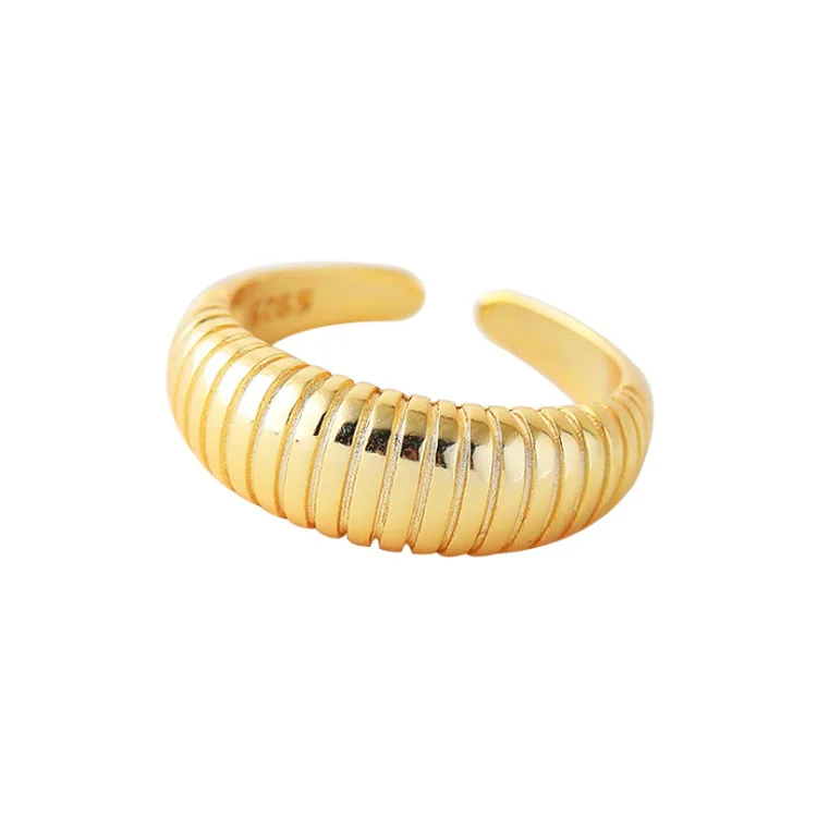 

S925 Sterling Sliver Adjustable Clasic Ring, Silver/gold