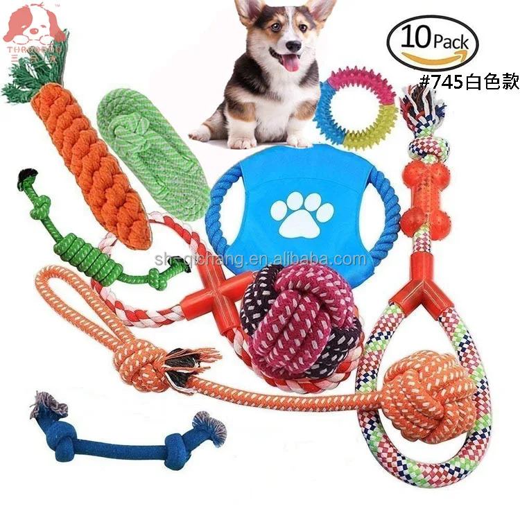 

2021custom 4 to10 pack Pet toys set Rope Toy Gift Interactive Tug Dog Chew Toys Set For Dog Play, Colorful