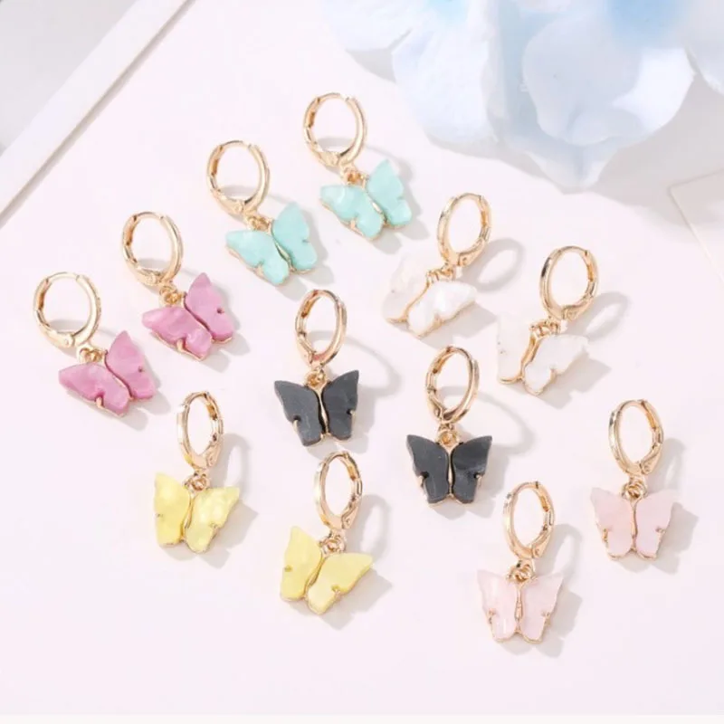 

Fresh Sweet Age Reduction Cross-Border Hot Fashion New Acrylic Color Earrings