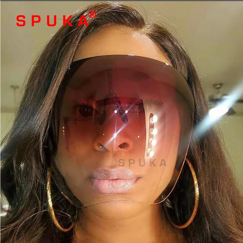 

SPUKA Whole Face Big Oversized Space Glasses Women Men Anti Fog Visor Sunglasses 2021