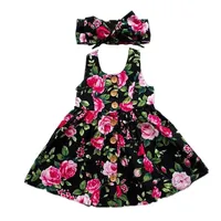 

2019 summer new girl retro children clothes big flower girl dress
