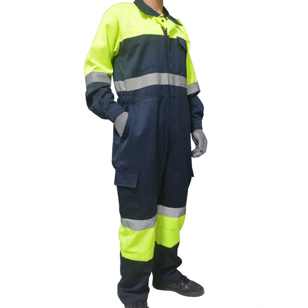 High Visibility Yellow Safety Work Overalls Mens Security Coveralls
