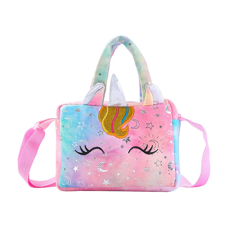 

New Tie Dye Cartoon Unicorn Shoulder Bag for Kids, Customized color