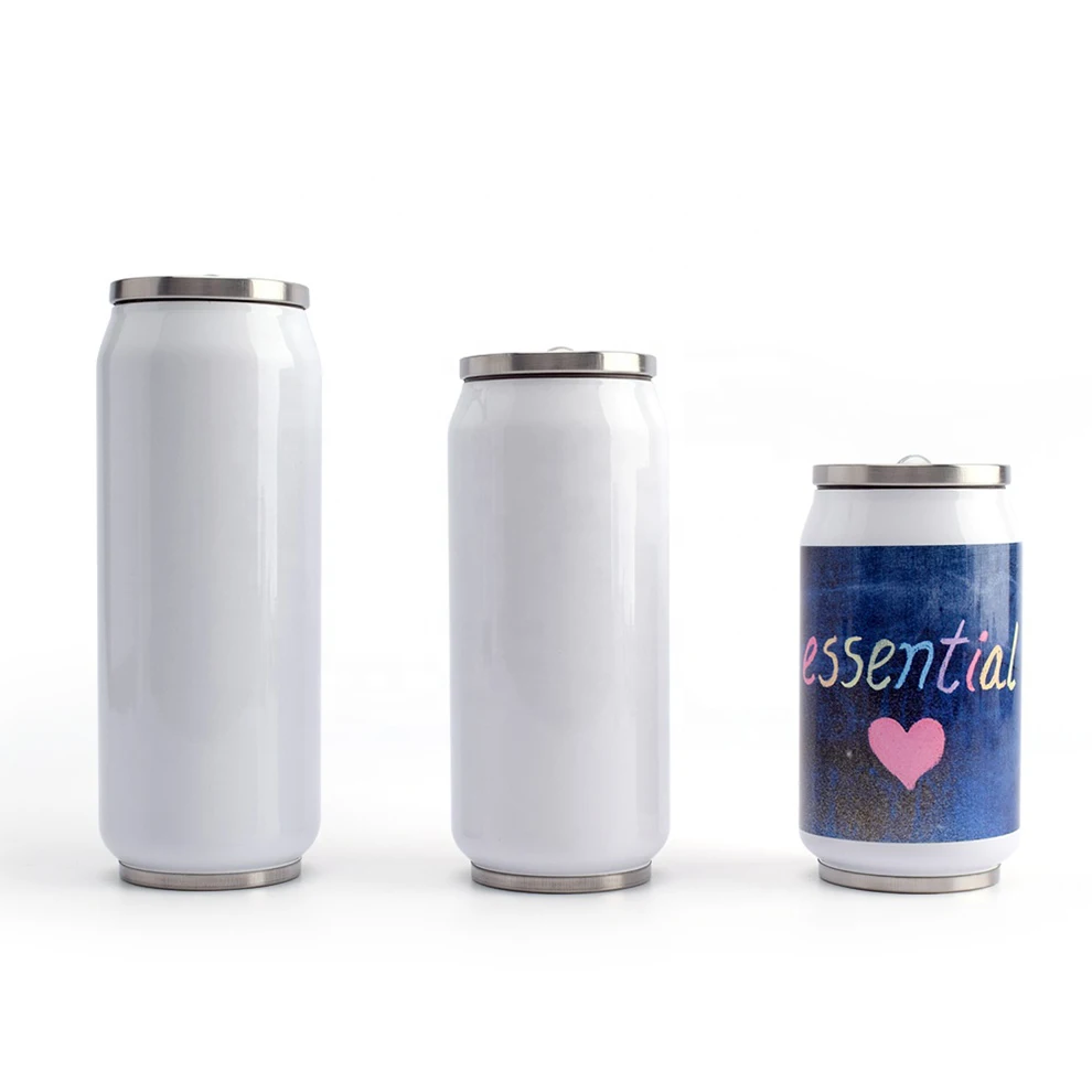 

Wholesale 17oz Sublimation Blank Cola Cans Vacuum Coke Cans With Lid And Straw, White