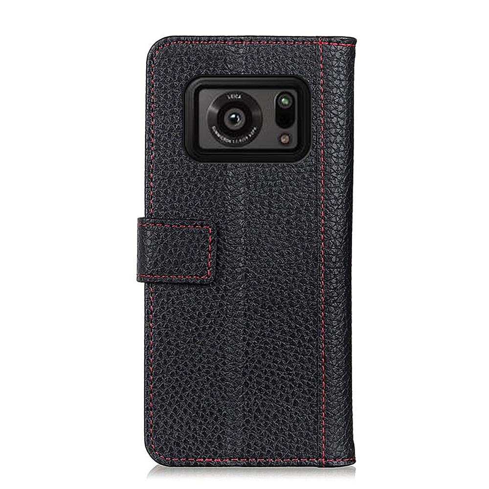 

Contrasting litchi pattern PU Leather Flip Wallet Case For Sharp AQUOS R6 With Stand Card Slots, As pictures