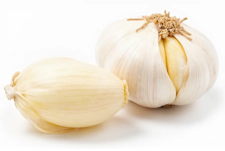 Chef's hand measuring minced garlic into a recipe