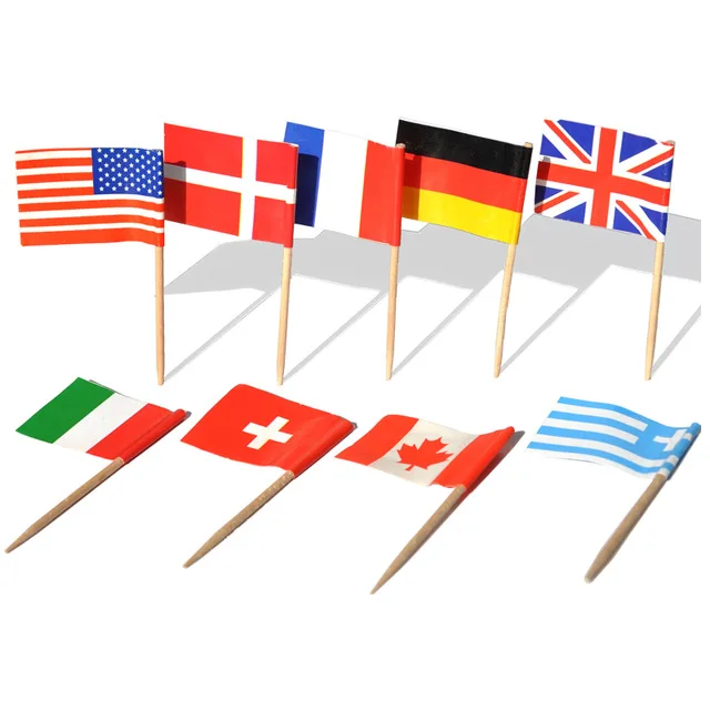 

party disposable cocktail paper wooden flag toothpicks