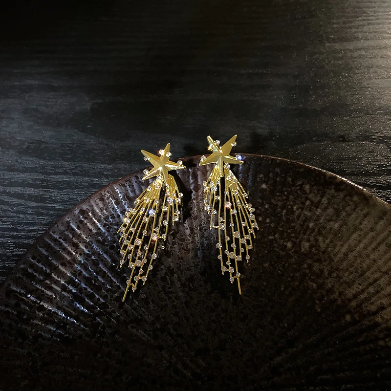 

new statement crystal star dangle earrings