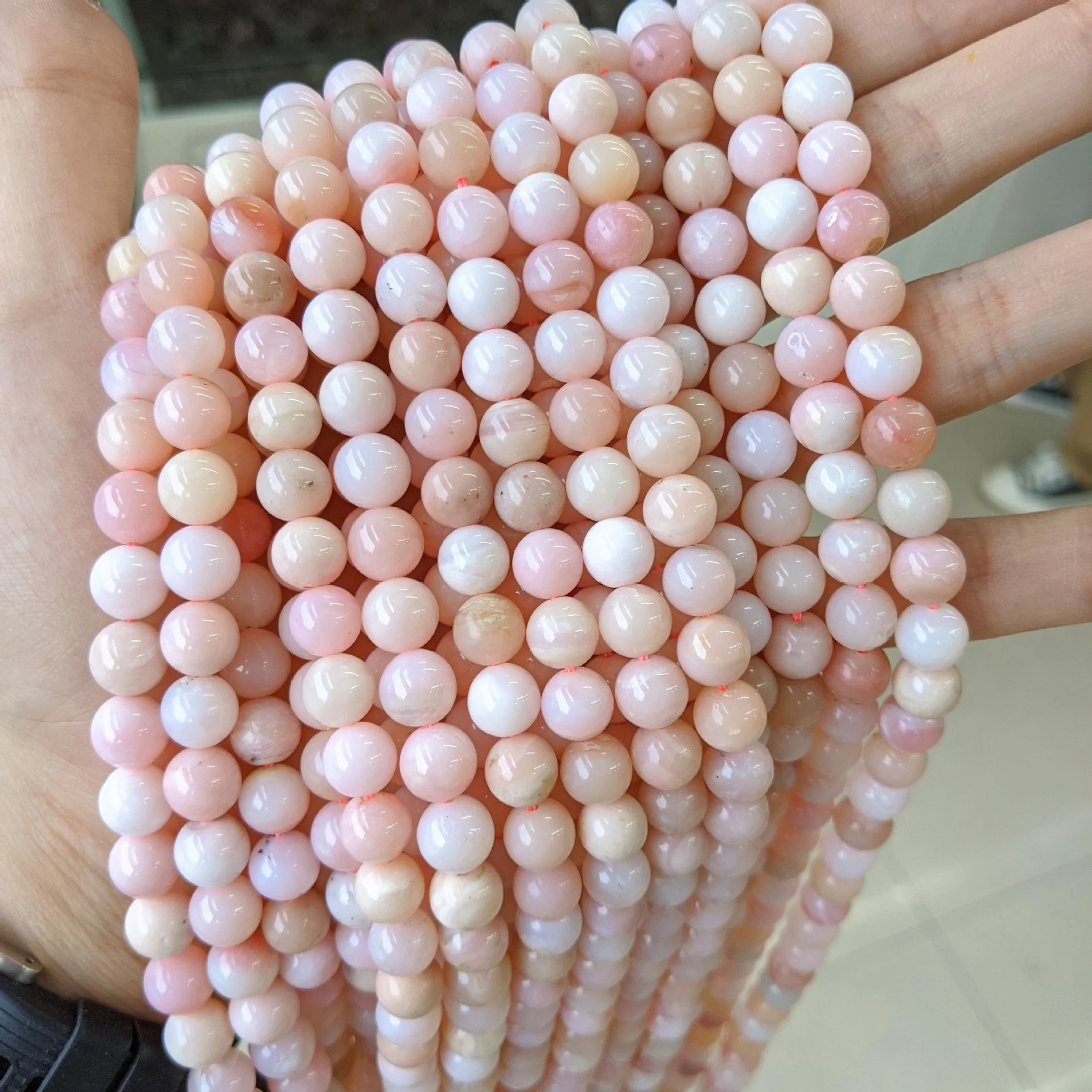 

Loose Luxury Crystals Healing Stones Beads 8 mm Pink Opal Natural Stone Beads For Gemstone Jewelry