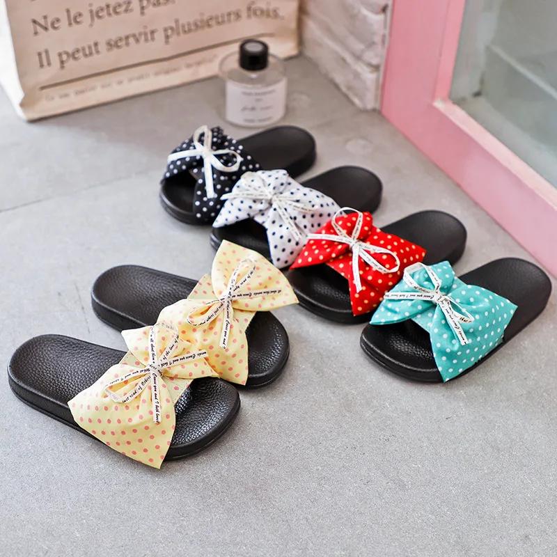

2020 Hot selling beautiful bow Shoes children's slippers cute Princess Baby Toddler shoes kids girls slippers, White, red, yellow, black, green