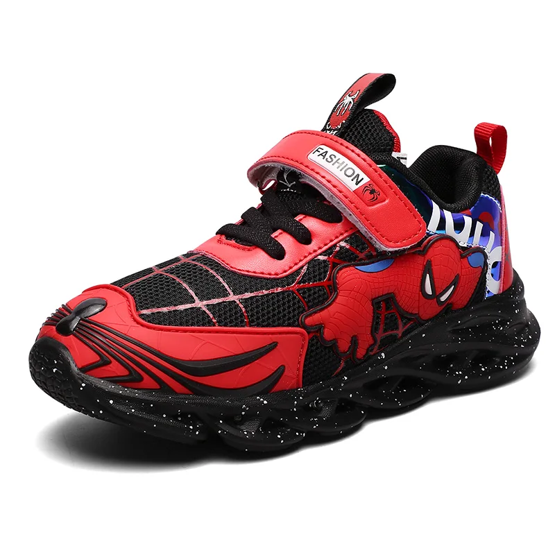 

Flashing LED lights shoes for Children Spiderman sports shoes running shoes, Red, black, blue