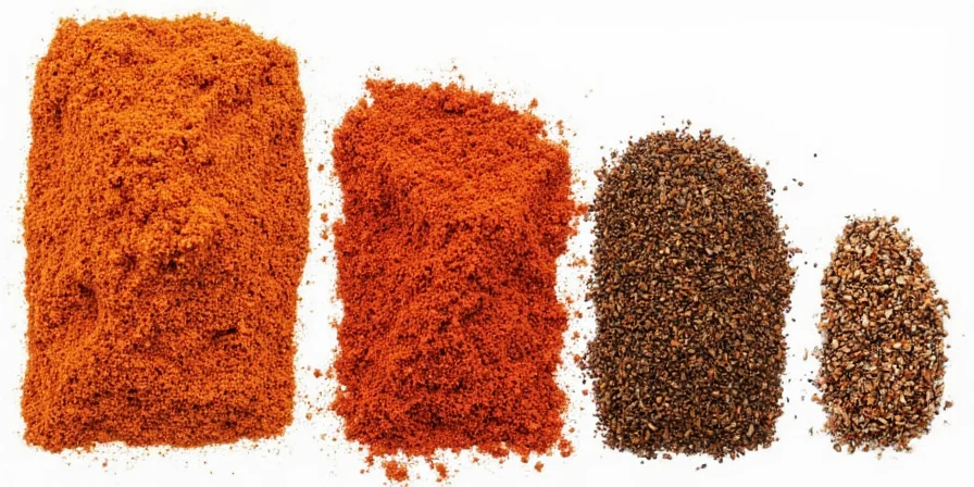 A colorful mix of ground and whole P-spices arranged artfully in a wooden bowl.