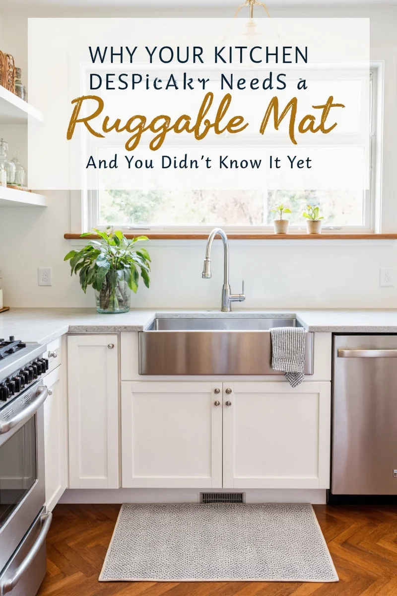 Traditional rug vs ruggable mat in a kitchen