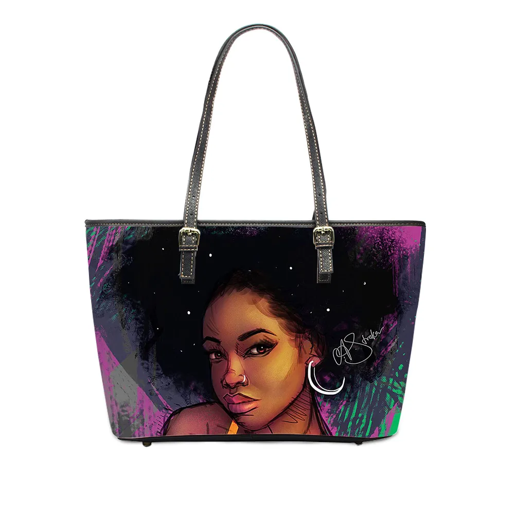 

Womens Purses 2020 Handbags Art Black Girl African American Printing PU Leather Shoulder Bag Shopping Tote Sac Bolsa Feminina, Accept custom made