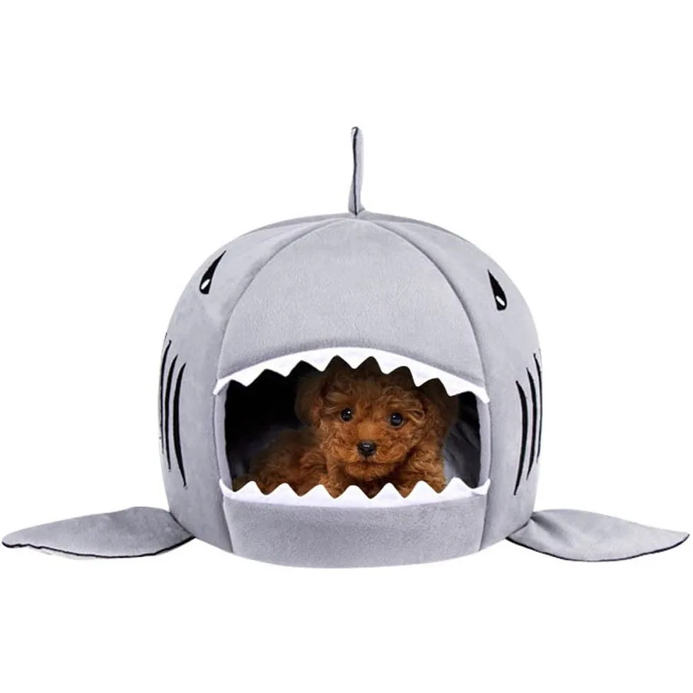 

Cat Bed Shark pet Bed Covered Cave House for Small Pets up to 12lbs with Removable Cushion and Water Resistant Bottom Washable