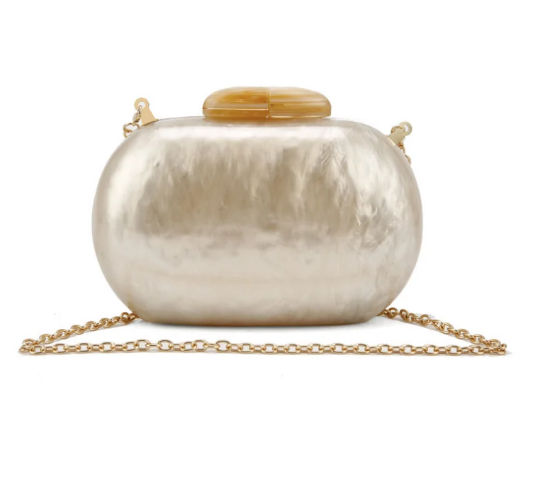 

Hot Selling Marble Party Acrylic Clutch Oval Resin Shell Twill Evening Bag Handbags Long Chains Amber Mirror Surface Small Box, White/champagne/coffee