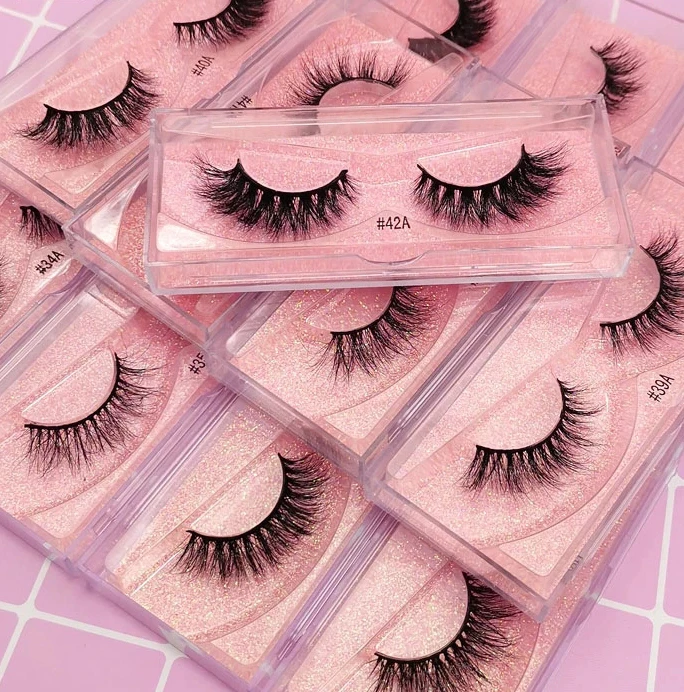 

1 Pair 3D Mink Eyelashes Fluffy Dramatic Eyelashes Makeup Wispy Mink Lashes Natural Long False Eyelashes Thick, Black