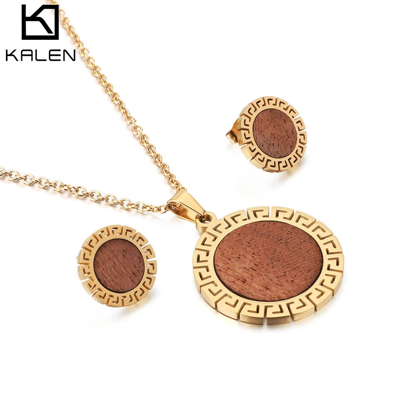 

Supplier Custom Fashion Stainless Steel Necklace Chain Women Jewelry Round Earrings Necklace Set, Gold/rose gold/silver