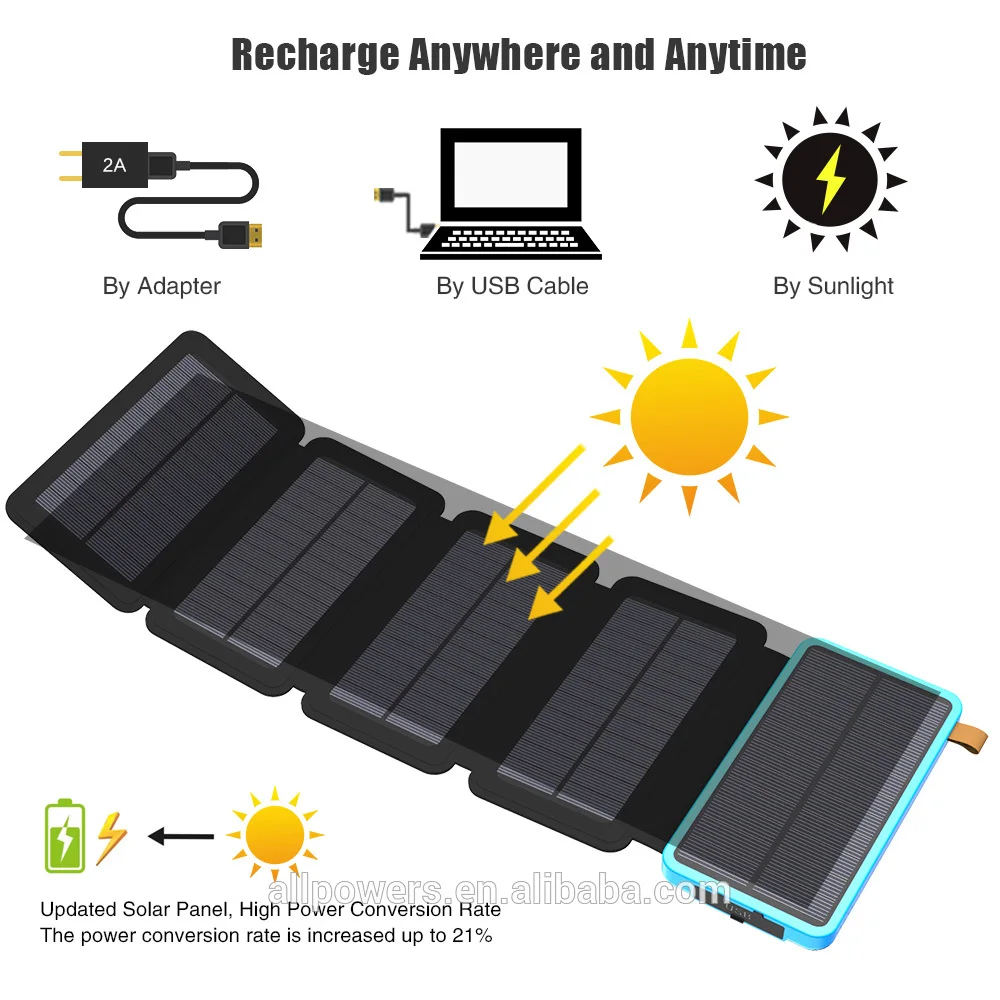 Amazon Top Selling Solar Charger 20000mAh Dual USB Waterproof Portable Solar Power Bank for IOS and Android - ANKUX.COM