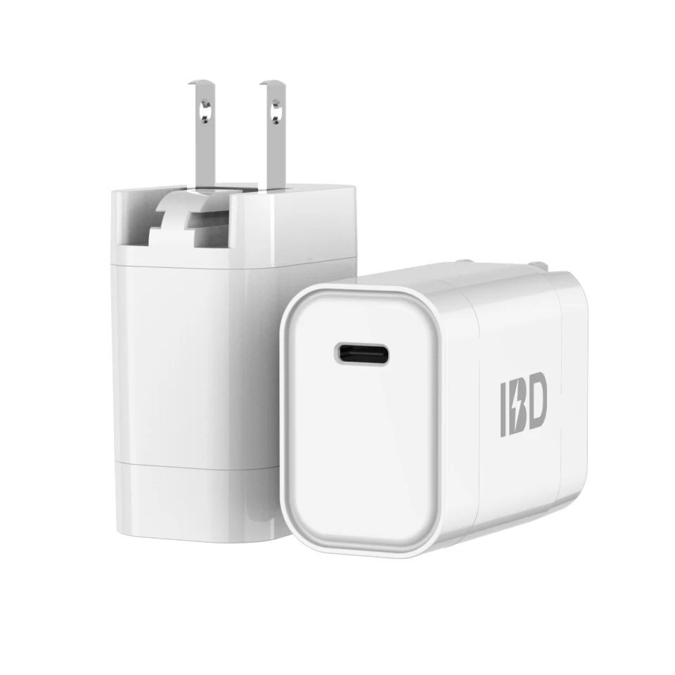 

2021 18W Quick Charger Fast Usb C Fodable Plug Wall Charger PD 18W Travel Charger Adapter, Black+white/grey+white/full white /full black