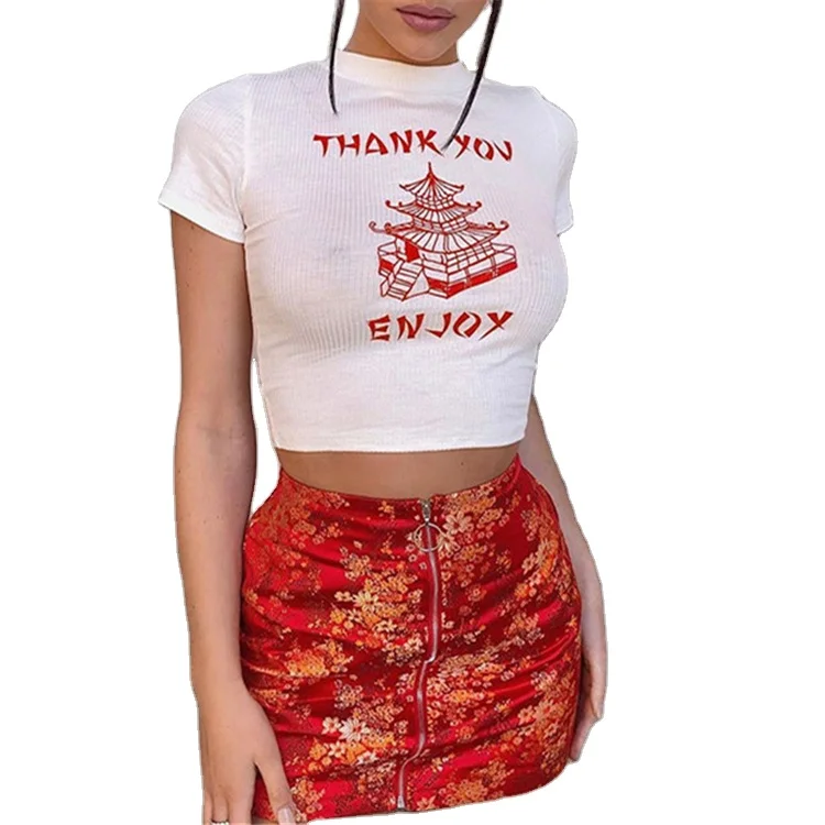 

LY_93677P wholesale dropship cotton white women tee summer women crop top shirt