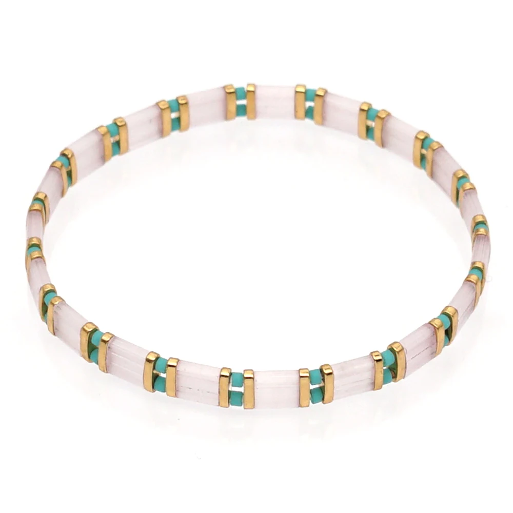 

Go2boho Miyuki Tila Bead Jewelry Bohemian Colorful Pulsera Elastic Rainbow Color Bracelets For Girls Jewellery