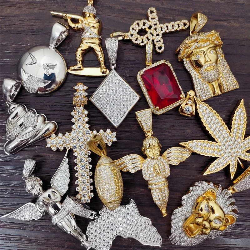 

Hip Hop Micro Zirconia Luxury Multi Combination Pendant Personality Iced Out Lion Head Pendant Necklace