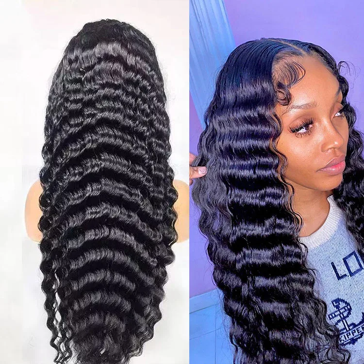 

Dropshipping Lace Wig Transparent Lace Front Wigs For Black Women Deep Wave 13x4 Lace Front Human Hair Wigs