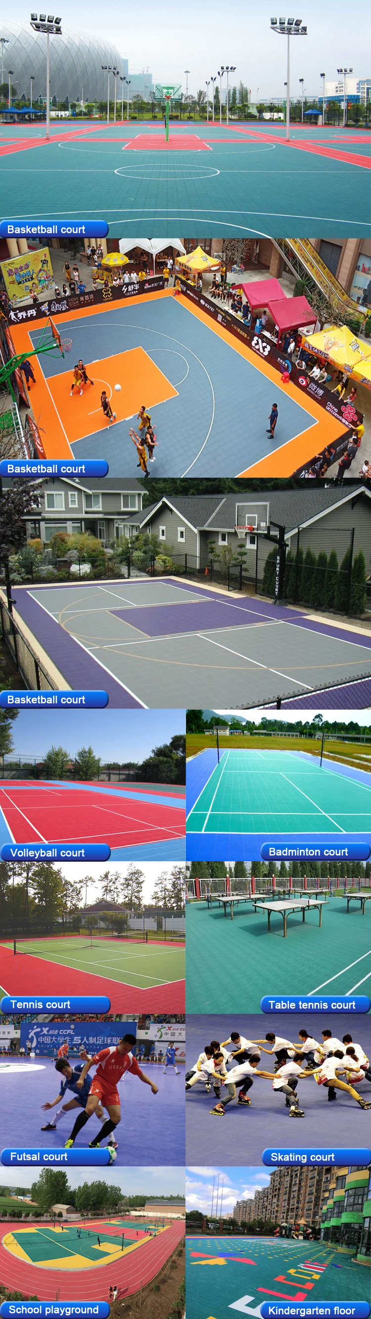 Baldosas Entrelazadas De Pp Para Baloncesto,Bádminton,Tenis,Cancha De