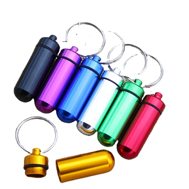 

TOBACCO box medicine aluminum alloy mini portable keychain hanging bottle sealed warehouse waterproof metal Pillbox