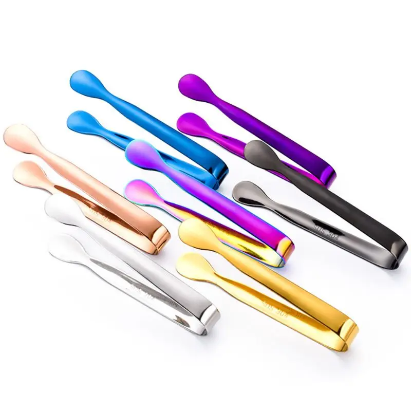 

H467 Kitchen Supplies Party Ice Bucket Pliers Mini Tea Cup Sugar Clips Titanium Plated Multi Colour 304 Stainless Steel Ice Clip