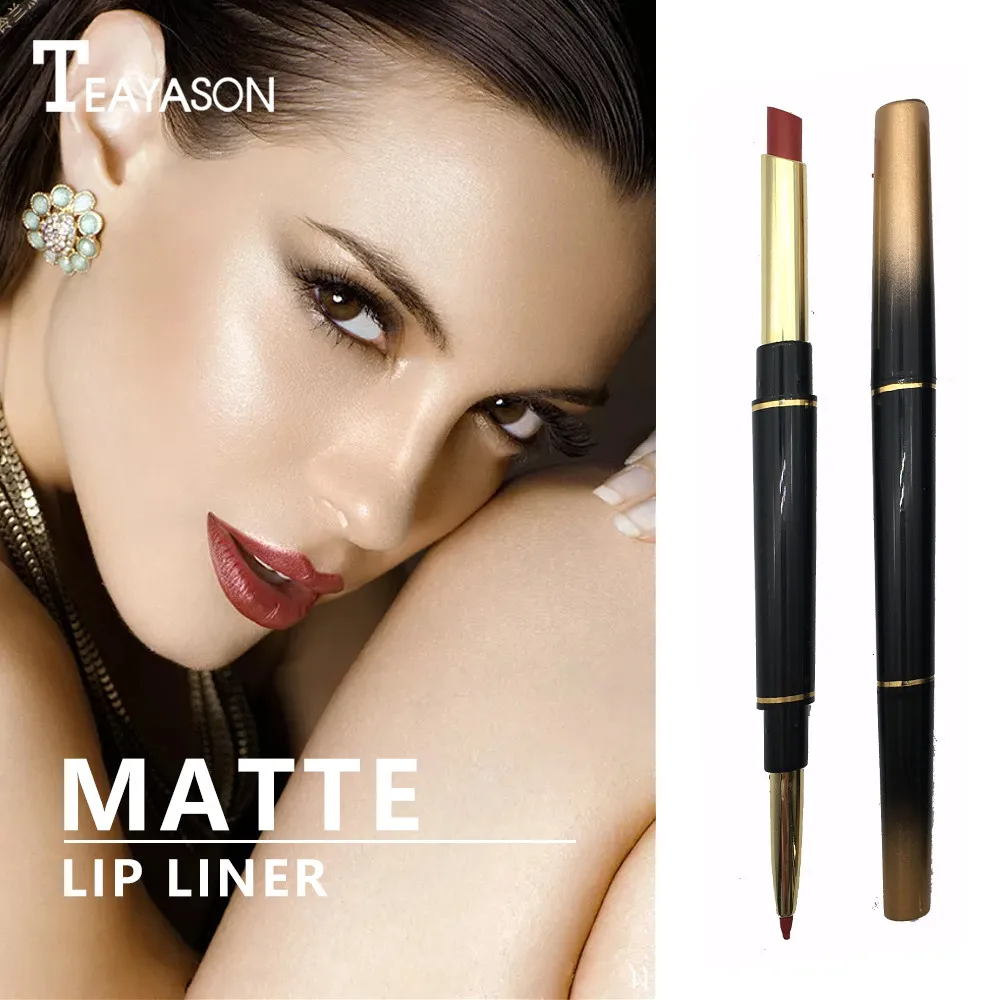 

Customized double -purpose 12 colors matte moisture vegan matte waterproof lipliner with lipstick