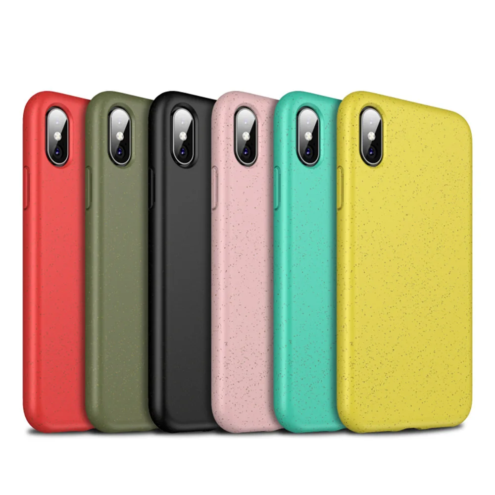 

Degradable Mobile phone cover Accessories For iPhone Case Back Cover Eco friendly wheat Phone Shell for Iphone XS 11 12 Pro Ms, Black/green/pink/red/yellow
