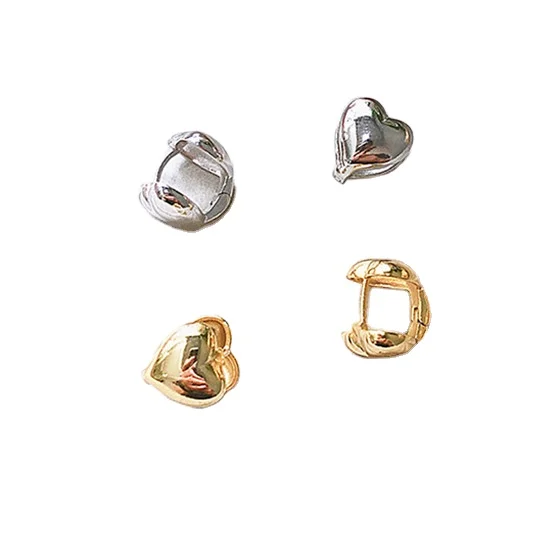 

Fashion 925 Sterling Silver Heart Buckle Earrings for Girls, Gold/ silver