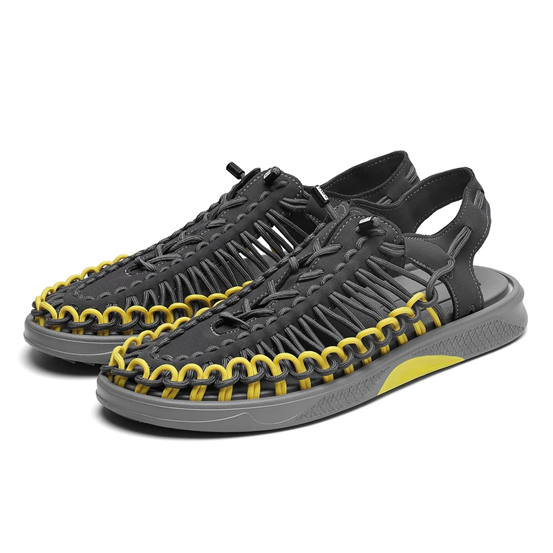 

2021 New woven shoes colorful sort beach sandals men summer