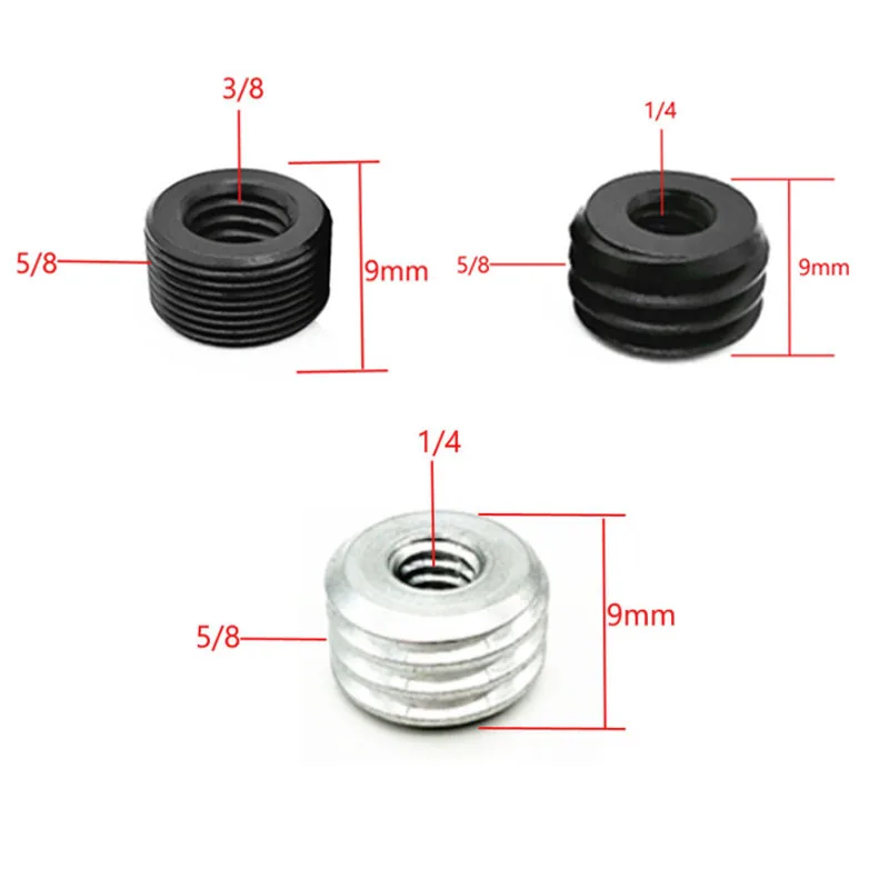 

3/8" to 5/8" Male to Female 1/4" to 5/8" Thread Screw Mount Adapter Tripod Plate Screw mount for Camera Flash Tripod Light Stand, Silver black