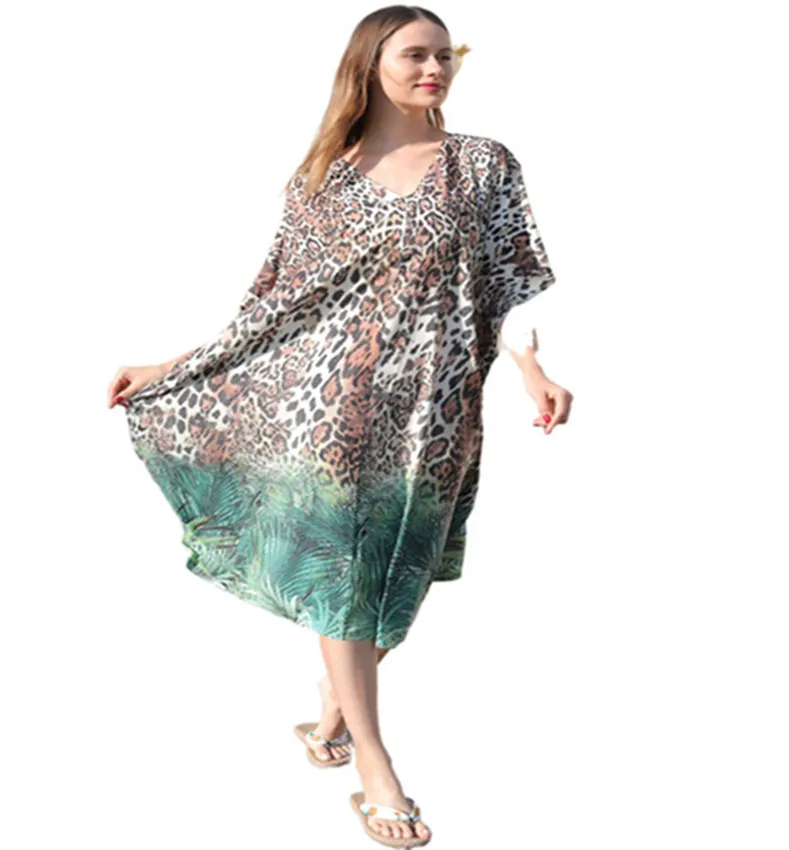 

Fashionable leopard print dress Ladies Summer Skirt Beach party casual split skirt dress